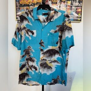 All Saints Calypso SS Button Up Shirt Mens XL Relaxed Fit Short Sleeve